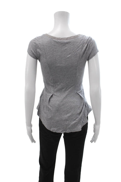 Splendid Women Basic Gray Modal Nylon Round Neck Short Sleeve T-Shirt Size XS