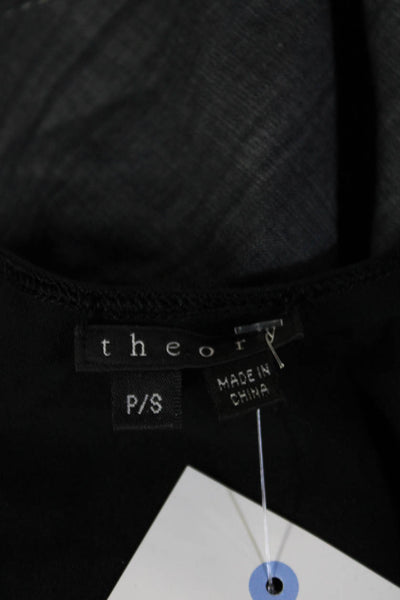 Theory Women Mini Tank Dress Black Square Neck Cotton Size S