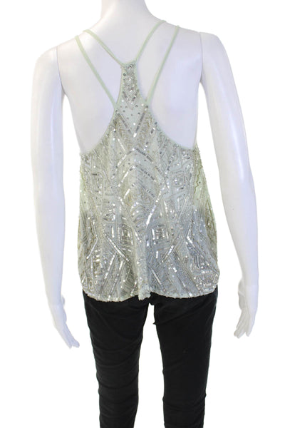 Parker Women Camisole Spaghetti Strap V-Neck Gray Geometric Boho Size XS