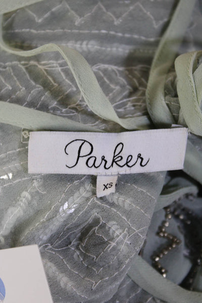 Parker Women Camisole Spaghetti Strap V-Neck Gray Geometric Boho Size XS