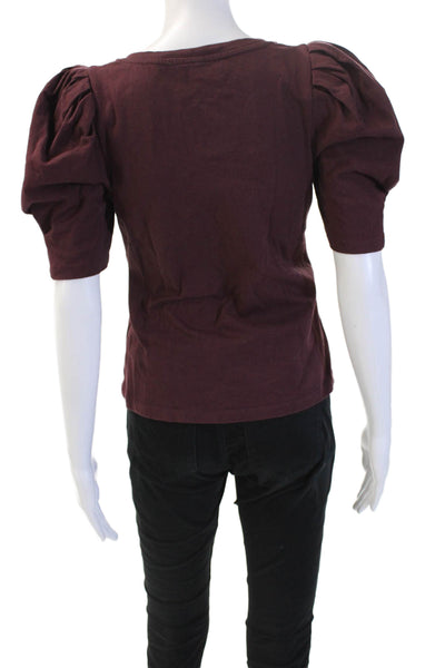 English Factory Womens Brown Square-Neck Short Sleeve Cotton T-Shirt Size XS