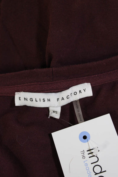 English Factory Womens Brown Square-Neck Short Sleeve Cotton T-Shirt Size XS
