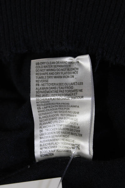 Minnie Rose Unisex Dark Blue V Neck Pullover Cotton Cashmere Long Sleeve Size M