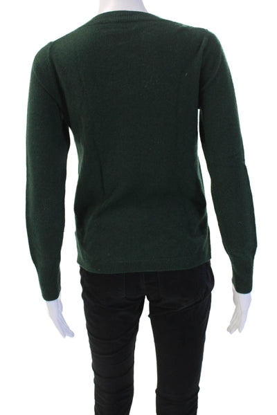 J Crew Unisex Green Cashmere Pullover Sweater Crew Neck Long Sleeve Size XS