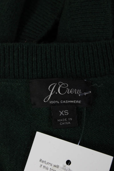 J Crew Unisex Green Cashmere Pullover Sweater Crew Neck Long Sleeve Size XS