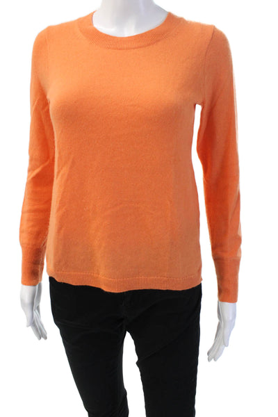 J Crew Women Cashmere Crew Neck Pullover Sweater Orange Long Sleeve Size XS