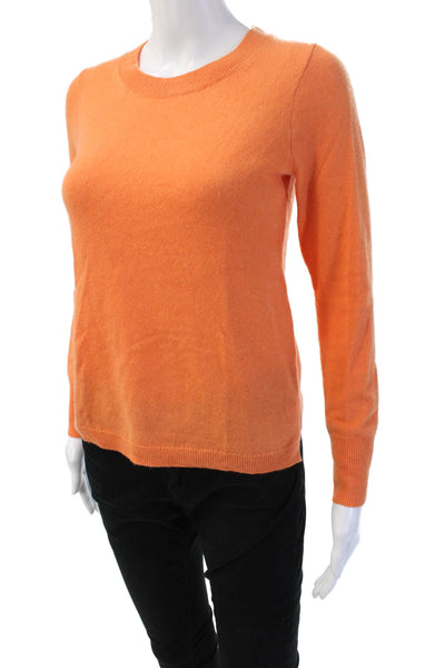 J Crew Women Cashmere Crew Neck Pullover Sweater Orange Long Sleeve Size XS
