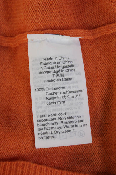 J Crew Women Cashmere Crew Neck Pullover Sweater Orange Long Sleeve Size XS