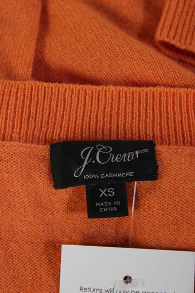 J Crew Women Cashmere Crew Neck Pullover Sweater Orange Long Sleeve Size XS
