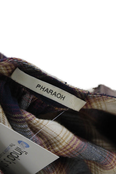 Pharaoh Women Button-Down Plaid Cotton Long Sleeve Top Multicolor Size 1