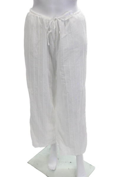 Bella Dahl Women Cropped White Striped Cotton Drawstring Pants Size S