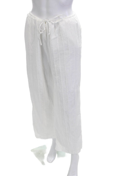 Bella Dahl Women Cropped White Striped Cotton Drawstring Pants Size S