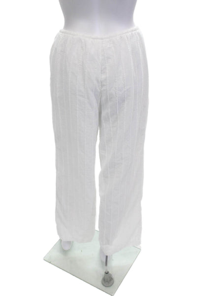 Bella Dahl Women Cropped White Striped Cotton Drawstring Pants Size S