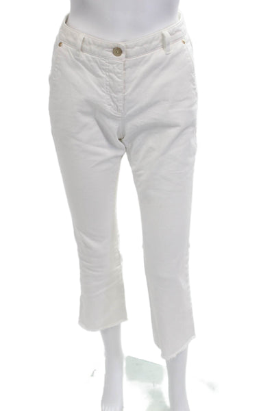 Luisa Cerano Women Ankle Cropped Pants White Mid Rise Size 4