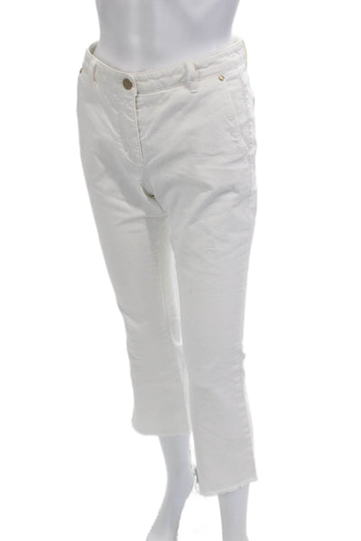 Luisa Cerano Women Ankle Cropped Pants White Mid Rise Size 4