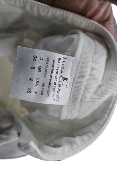 Luisa Cerano Women Ankle Cropped Pants White Mid Rise Size 4