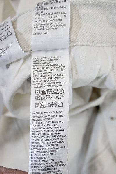 Levi's Mens White Cropped Straight Jeans High Rise Button Cotton Size 24