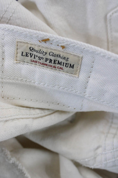 Levi's Mens White Cropped Straight Jeans High Rise Button Cotton Size 24