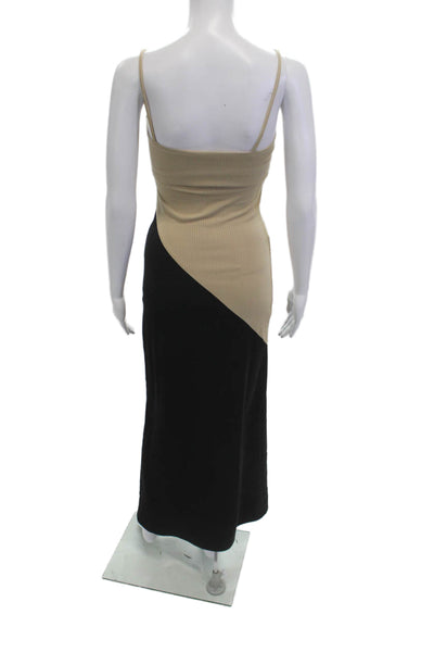 aaizel Women Bodycon Midi Dress Sleeveless Beige Polyester Size XS