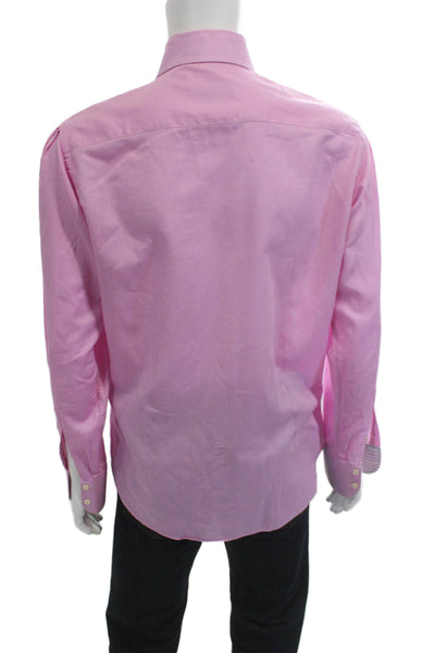 Eredi Pisano Mens Cotton Check Long Sleeve Button-Down Shirt Pink Size 40