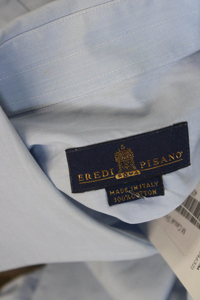 Eredi Pisano Mens Cotton Collared Long Sleeve Button-Down Shirt Blue Size 40