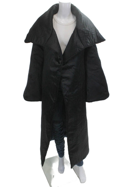 Adam Lippes Mens Black Graphic Print Polyester Blend Overcoat Size M