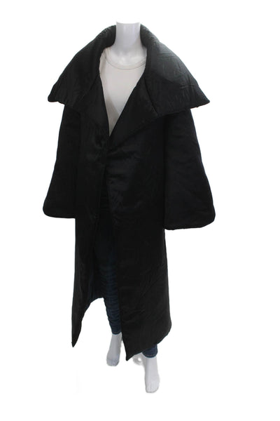 Adam Lippes Mens Black Graphic Print Polyester Blend Overcoat Size M