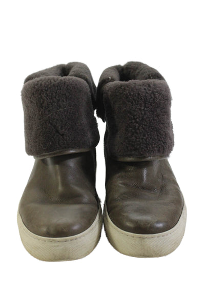 M.Gemi Womens Gia Shearling Fold-Over Ankle Booties Green Size 6