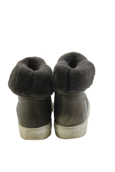 M.Gemi Womens Gia Shearling Fold-Over Ankle Booties Green Size 6