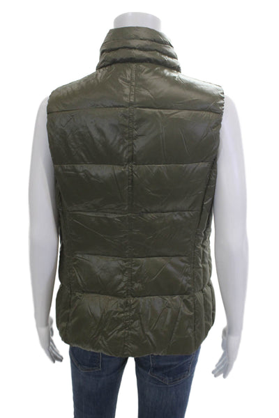 Coatology New York Womens Puffer Quilted Vest Green Zip Nylon Size L
