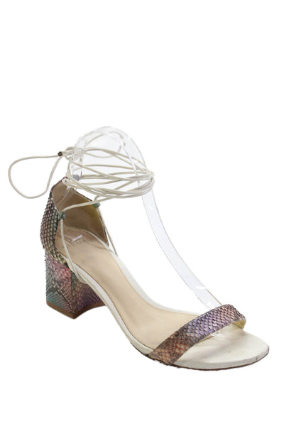 Alexandre Birman Womens Rainbow Snakeskin Print Heels Multicolor Size 7.5