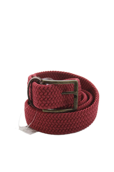 J Crew Mens Woven Gold Tone Buckle Belt Pink Size Extra Large