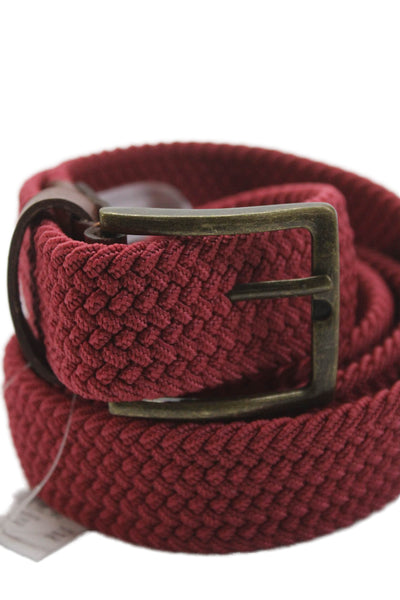 J Crew Mens Woven Gold Tone Buckle Belt Pink Size Extra Large
