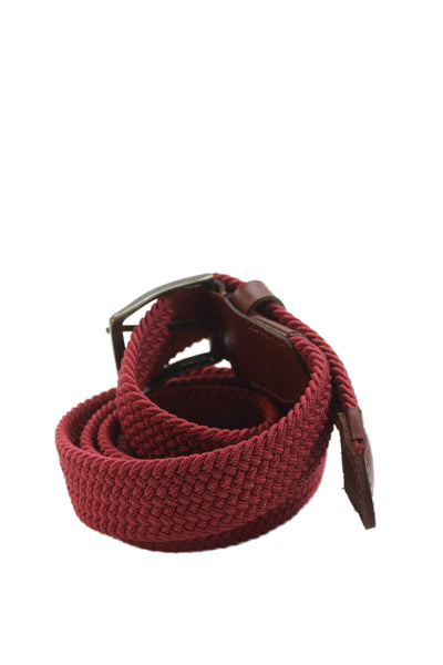 J Crew Mens Woven Gold Tone Buckle Belt Pink Size Extra Large