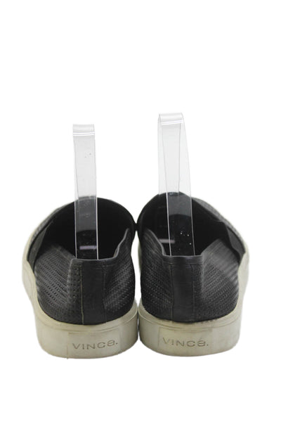 Vince Womens Leather Blair Perforated Slip-On Casual Sneakers Black Size 7