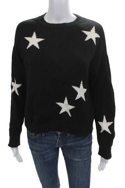 Rails Unisex Pullover Black Crew Neck 95% Cotton 5% Cashmere Stars Size XS