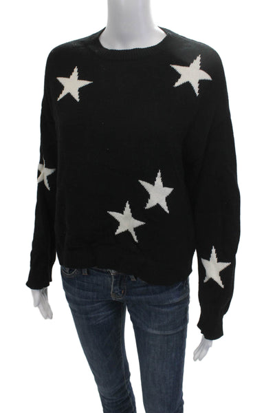 Rails Unisex Pullover Black Crew Neck 95% Cotton 5% Cashmere Stars Size XS