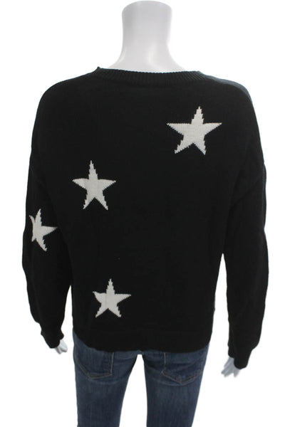 Rails Unisex Pullover Black Crew Neck 95% Cotton 5% Cashmere Stars Size XS
