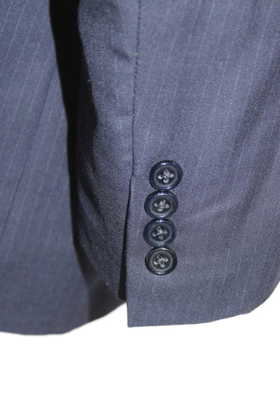 Brioni Mens Dark Blue Super 150s Striped 2 Piece Suit Jacket Button Size 42