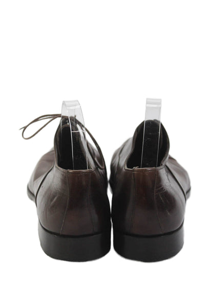 Bergdorf Goodman Mens Leather Square Toe Lace Up Dress Shoes Brown Size 13