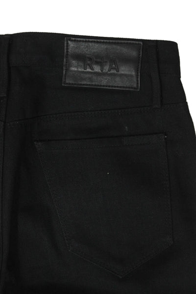 R+A Unisex Skinny Black Designer Jeans Button Closure Size 29
