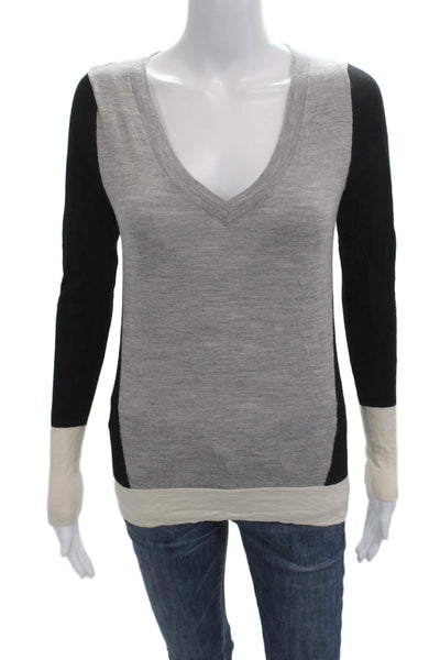 Club Monaco Unisex Black V Neck Wool Pullover Sweater Long Sleeve Size S