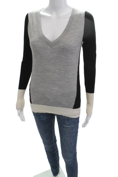 Club Monaco Unisex Black V Neck Wool Pullover Sweater Long Sleeve Size S