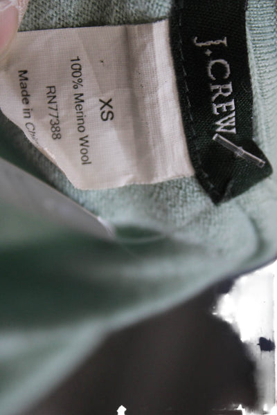 J Crew Womens Cardigan 100% Merino Wool V Neck Button Green Long Sleeve Size XS