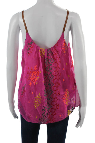 Twelfth Street by Cynthia Vincent Women Pink Silk Camisole Aztec Size L