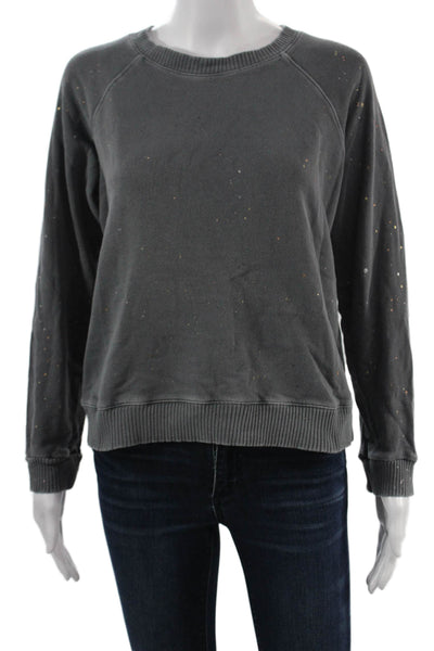Monrow Womens Pullover Sweatshirt Dark Gray 100% Cotton Crew Neck Size S