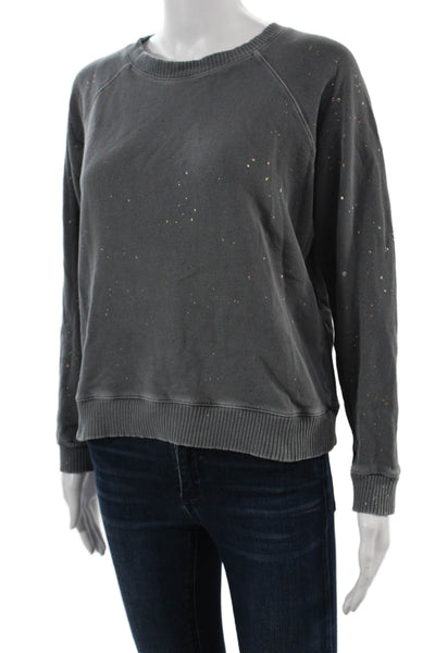 Monrow Womens Pullover Sweatshirt Dark Gray 100% Cotton Crew Neck Size S