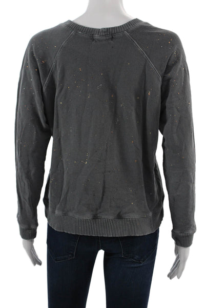 Monrow Womens Pullover Sweatshirt Dark Gray 100% Cotton Crew Neck Size S