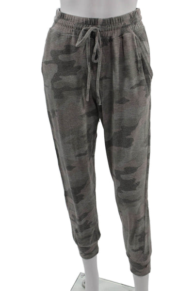 Sundry Womens Gray Camo Jogger Sweatpants Drawstring Army Size 2