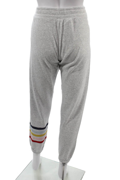 PJ Salvage Women Jogger Sweatpants Gray Striped Cotton Drawstring Petite Size S